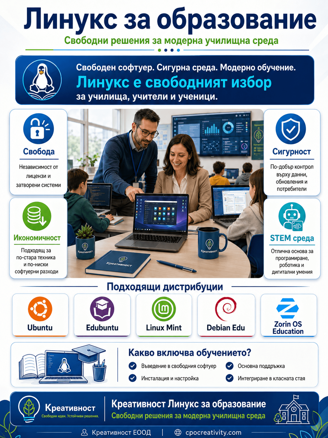 Инфографика: Линукс за образование – свободни решения за модерна училищна среда